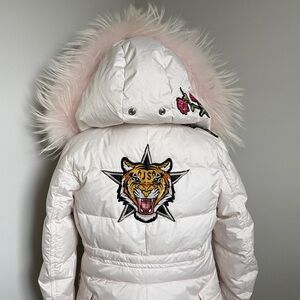 Jet Set Ski Jacket w Faux-Fur Trim Hood - size 0